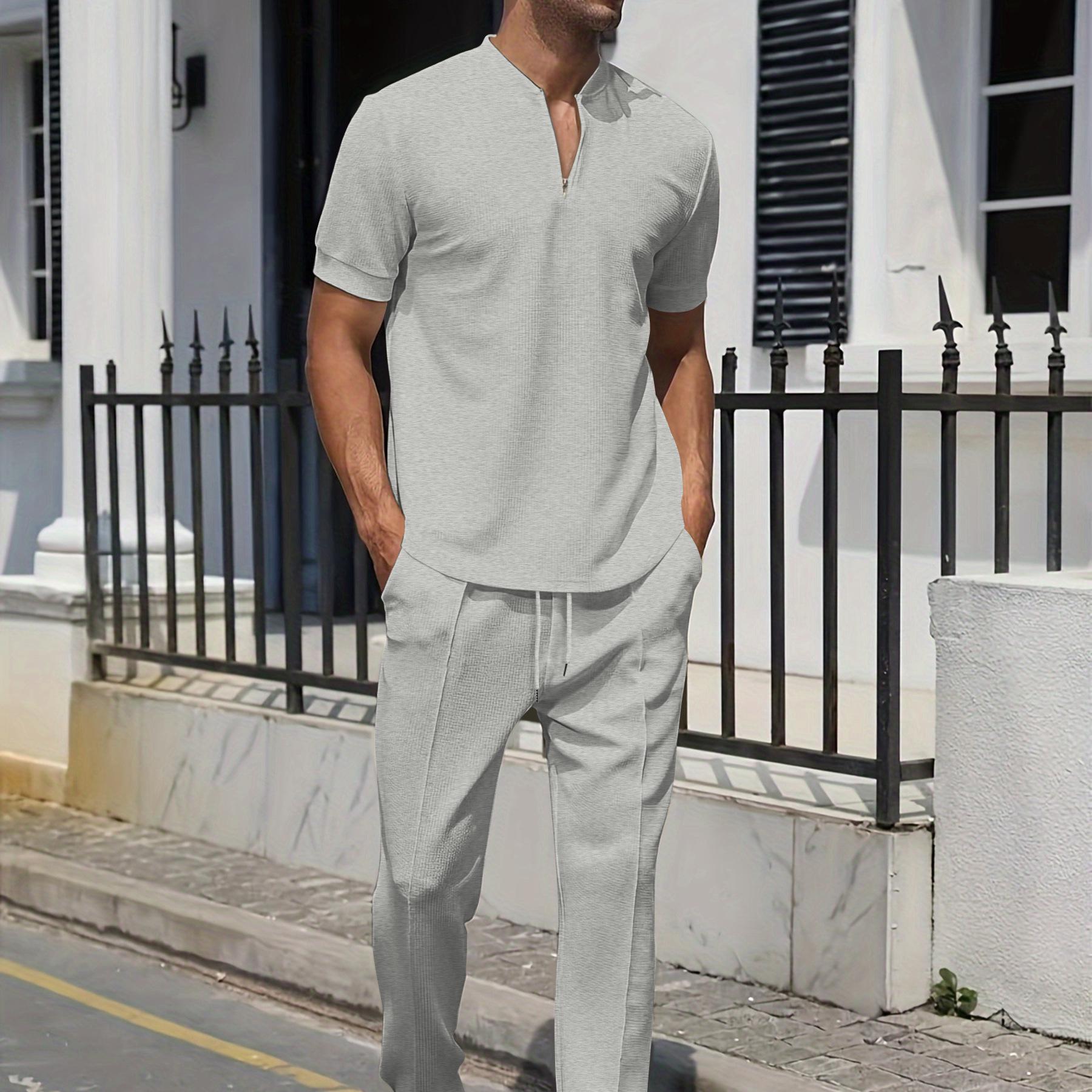 2026 Youth Waffle Knit Zipper Short Sleeve Stand Collar Long Pants Set M серый
2026 Youth Waffle Knit Zipper Short Sleeve Stand Collar Long Pants Set M серый