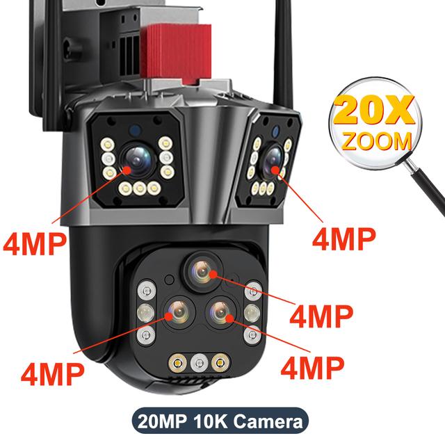Ultra 10K 20MP Wi-Fi IP-камера 20X Zoom Чотири лінзи Триекранні камери PTZ Зовнішня камера стеження за людьми Відеоспостереження CCTV Камера безпеки 20MP 10K Camera
Ultra 10K 20MP Wi-Fi IP-камера 20X Zoom Чотири лінзи Триекранні камери PTZ Зовнішня камера стеження за людьми Відеоспостереження CCTV Камера безпеки 20MP 10K Camera