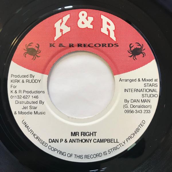7inch Record DAN P. & ANTHONY CAMPBELL - Mr Right NONE K & R Records Jamaica Reggae, Ska & Dub Used
7inch Record DAN P. & ANTHONY CAMPBELL - Mr Right NONE K & R Records Jamaica Reggae, Ska & Dub Used