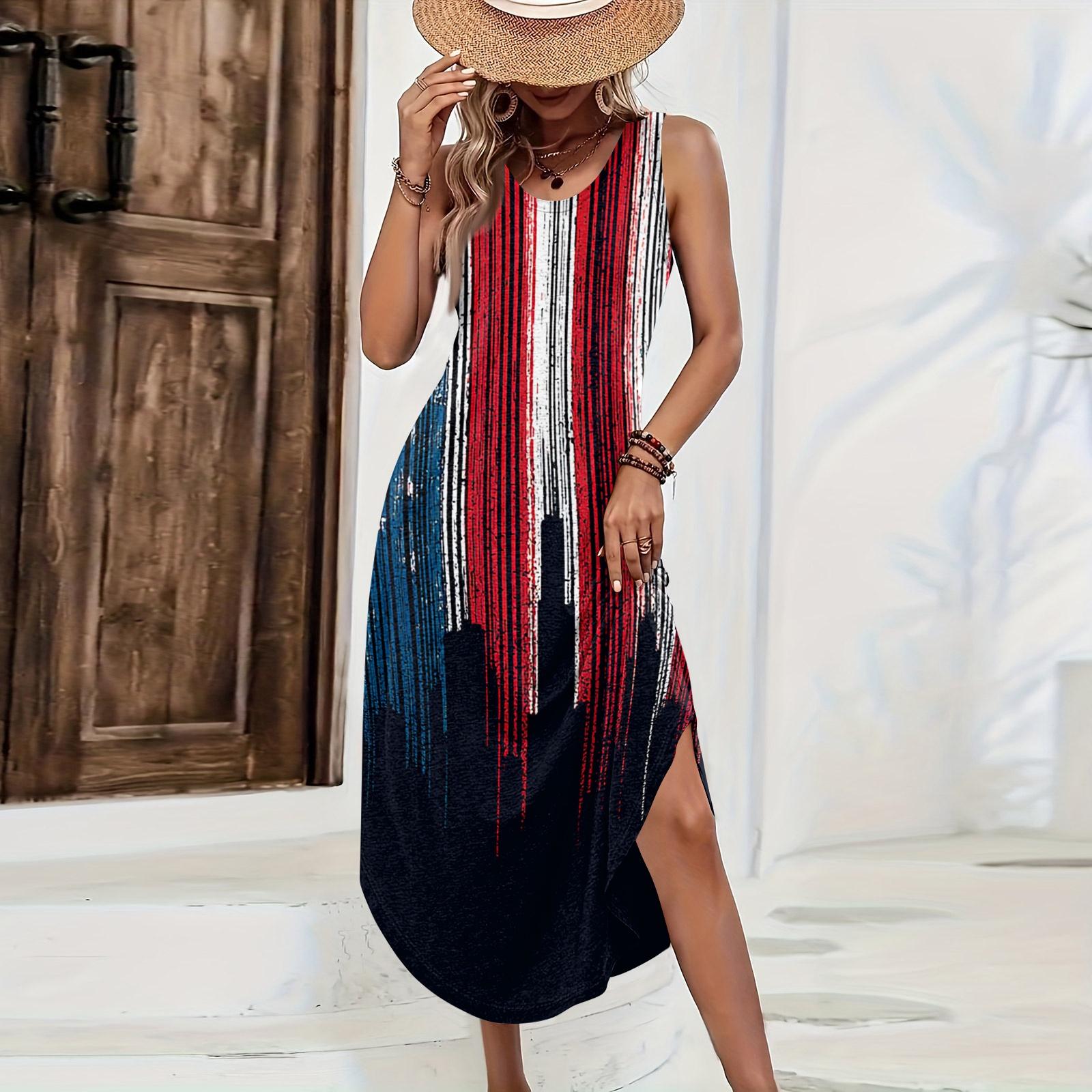 Women Sleeveless Maxi Dress Loose Fit Casual Long Dress with Independence Day Print Side Slit Summer Beach Dress L чёрный
Women Sleeveless Maxi Dress Loose Fit Casual Long Dress with Independence Day Print Side Slit Summer Beach Dress L чёрный
