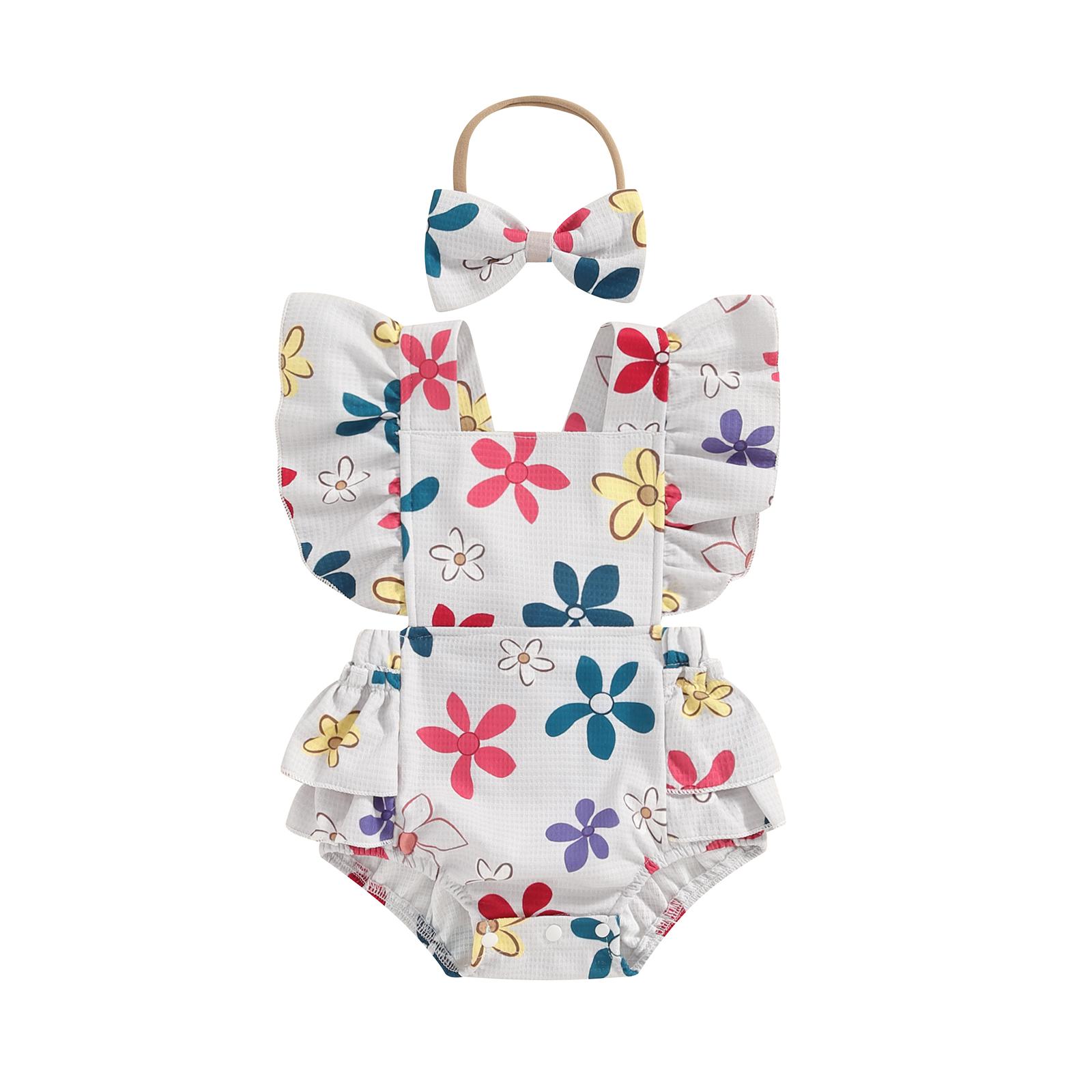 Одяг для новонародженої дівчинки, комбінезон із рукавами з квітковим принтом і пов’язкою для волосся, літній одяг 3-6 Months
Одяг для новонародженої дівчинки, комбінезон із рукавами з квітковим принтом і пов’язкою для волосся, літній одяг 3-6 Months