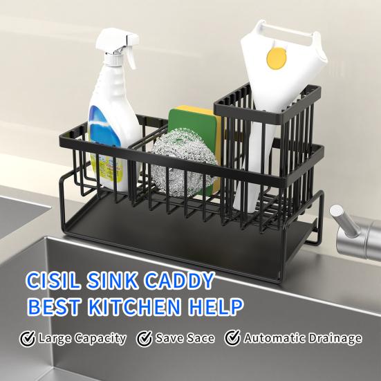 Sponge Holder Kitchen Sink Organizer Caddy Large Capacity Self-Drainage Multipurpose Dish Brush Scrubber Holder Storage Rack чорний
Sponge Holder Kitchen Sink Organizer Caddy Large Capacity Self-Drainage Multipurpose Dish Brush Scrubber Holder Storage Rack чорний
