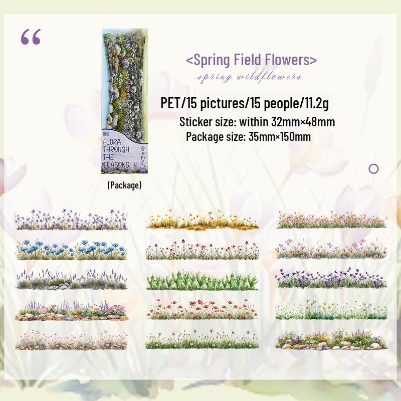 Yi Niao Four Seasons Flora Series: Landscape Scenery PET Stickers - 6 Natural Element Designs
Yi Niao Four Seasons Flora Series: Landscape Scenery PET Stickers - 6 Natural Element Designs