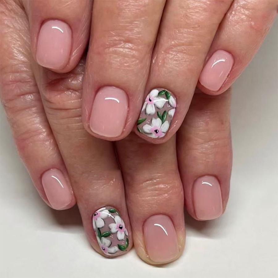 Glossy Nude Square Press-On Nails - 24 Pcs, Spring/Summer Style with Sweet Flower Design.
Glossy Nude Square Press-On Nails - 24 Pcs, Spring/Summer Style with Sweet Flower Design.