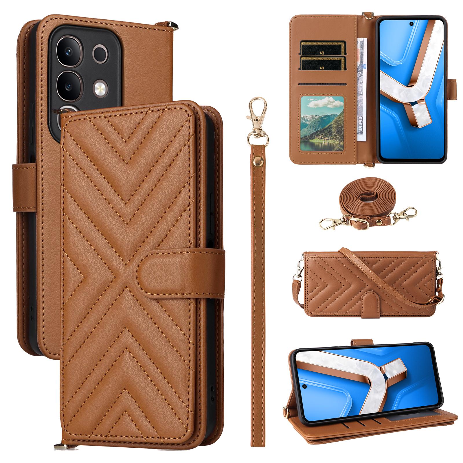 For vivo Y29 4G/T4x 5G Case with Shoulder Strap Wallet Leather Phone Cover Brown
For vivo Y29 4G/T4x 5G Case with Shoulder Strap Wallet Leather Phone Cover Brown