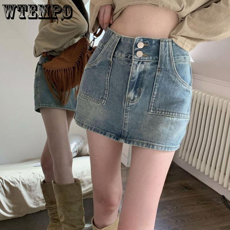 Cowboy Short Skirt Double Button Design High Waist A-line Half Body Retro Skirt for Women S
Cowboy Short Skirt Double Button Design High Waist A-line Half Body Retro Skirt for Women S