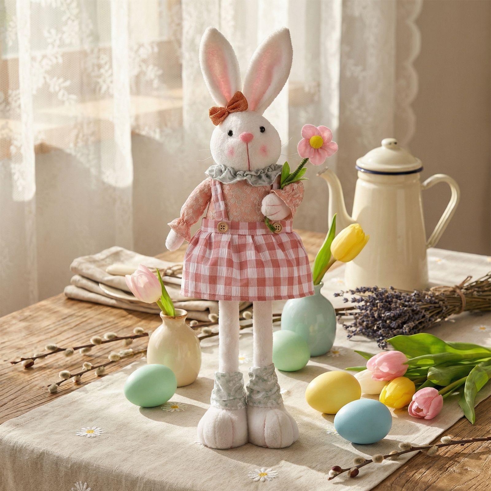 Easter Stretchable Standing Bunny Doll Plush Gnome with Carrot and Flower Soft Fabric Decorative Figurine for Spring Home Decoration One Size рожевий
Easter Stretchable Standing Bunny Doll Plush Gnome with Carrot and Flower Soft Fabric Decorative Figurine for Spring Home Decoration One Size рожевий