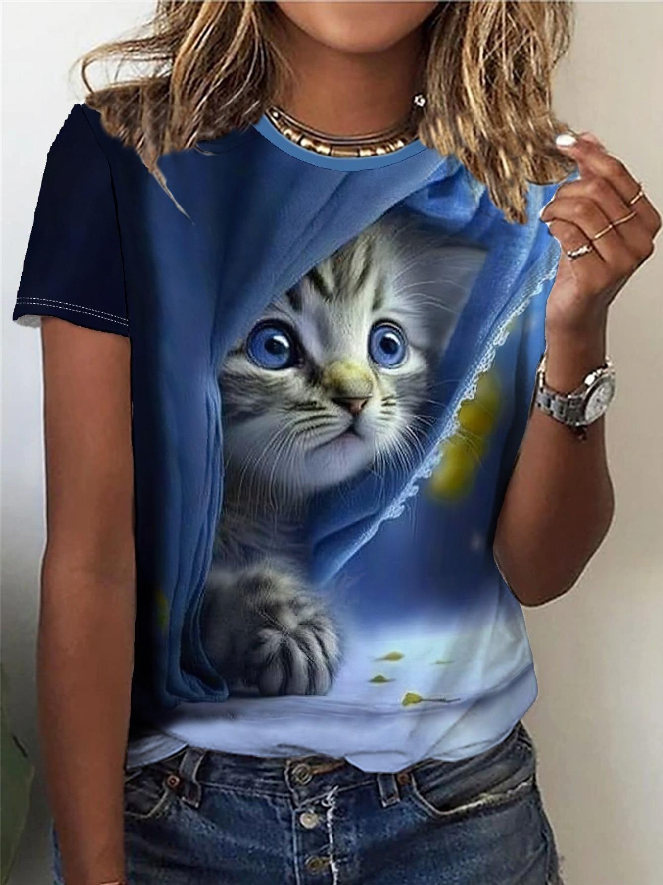 Navy Blue Peeking Kitten Women s Tee - Cute Blue-Eyed Cat Graphic, Whimsical Night Print Design for Casual Daily Wear XL
Navy Blue Peeking Kitten Women s Tee - Cute Blue-Eyed Cat Graphic, Whimsical Night Print Design for Casual Daily Wear XL