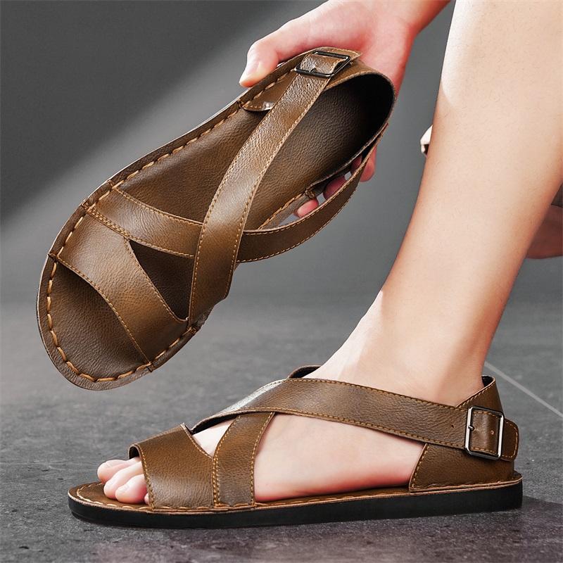Men Handmade Simple Flats Sandals Summer Roman Sandals Retro Black Brown Leather Open Toe Beach Shoes Plus Size EU:48 коричневий
Men Handmade Simple Flats Sandals Summer Roman Sandals Retro Black Brown Leather Open Toe Beach Shoes Plus Size EU:48 коричневий