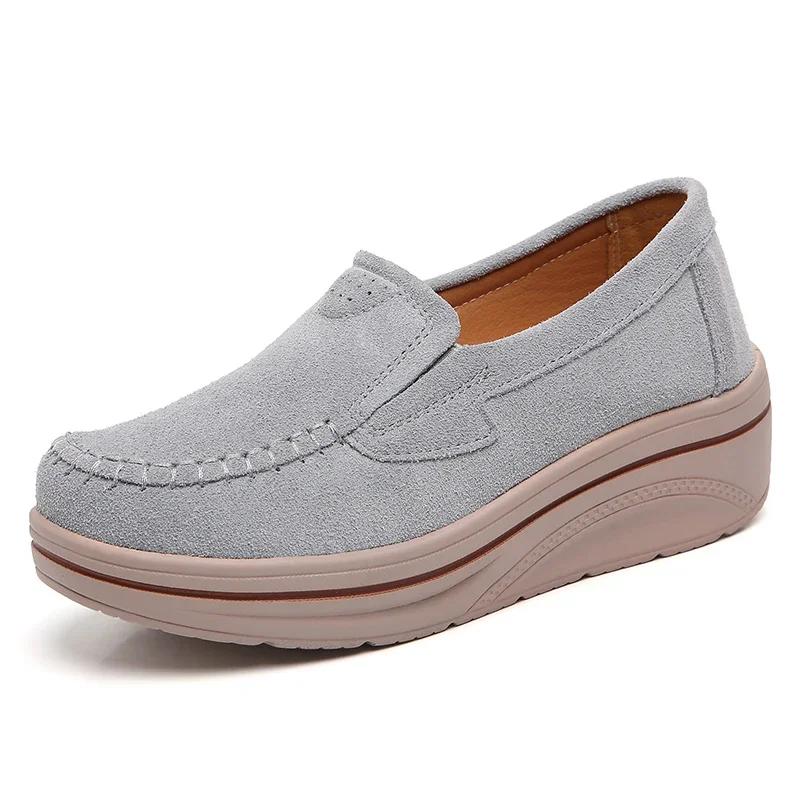 Thick Bottom Flatform Wedges Shoes Ladies Soft Non-Slip Walking Moccasins New Style Spring High Quality Suede Casual Shoes Women 35 сірий
Thick Bottom Flatform Wedges Shoes Ladies Soft Non-Slip Walking Moccasins New Style Spring High Quality Suede Casual Shoes Women 35 сірий