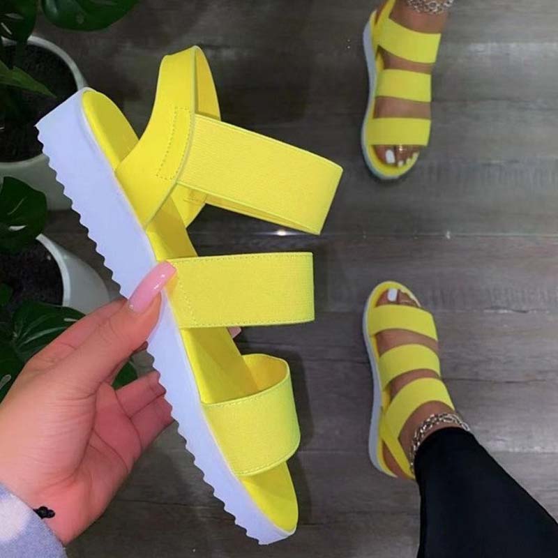 модная женская обувь 2024 года, новые туфли большого размера, женская обувь на платформе, средний каблук, с открытым носком, женские сандалии, слипоны, для прогулок на открытом воздухе, сандалии Mujer 40 флуоресцентный желтый