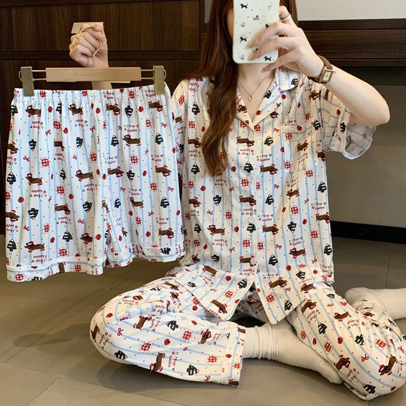 Women s Summer Striped Dachshund Pajama Set - Short Sleeve, Three-Piece, Christmas Themed XL (115-135 jin)
Women s Summer Striped Dachshund Pajama Set - Short Sleeve, Three-Piece, Christmas Themed XL (115-135 jin)