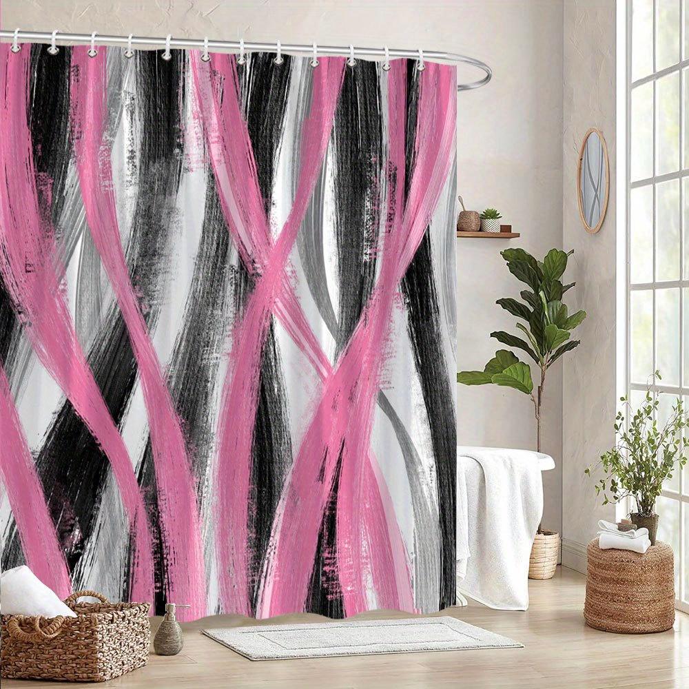 1 pink and black abstract brushstroke digital art shower curtain, polyester woven, machine washable, with hooks 90X180cm
1 pink and black abstract brushstroke digital art shower curtain, polyester woven, machine washable, with hooks 90X180cm