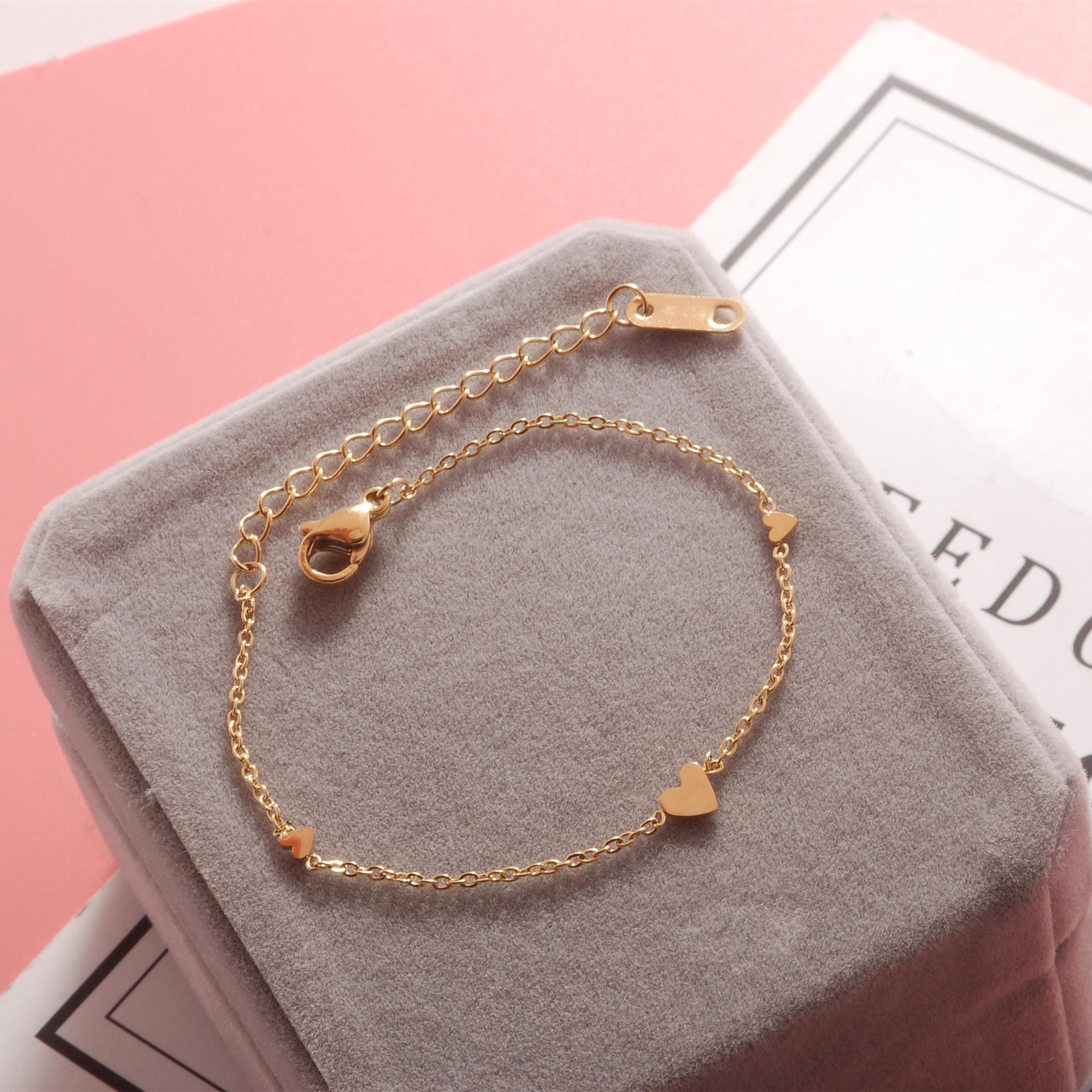 Sweet Mini Heart Charm Bracelets Women Stainless Steel Gold Color Hand Bracelet Minimalist Zircon Birthday Gift Wholesale 16-21 cm
Sweet Mini Heart Charm Bracelets Women Stainless Steel Gold Color Hand Bracelet Minimalist Zircon Birthday Gift Wholesale 16-21 cm