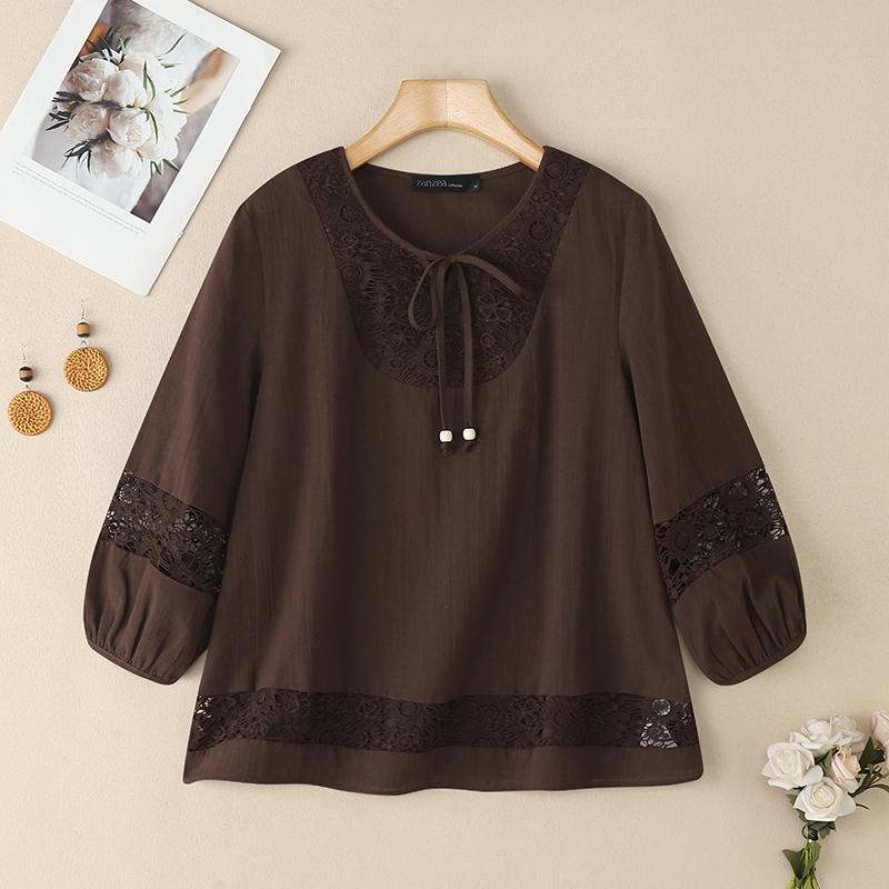 ZANZEA Women Casual Lace Splice Round Neck Loose 3/4 Sleeve Blouse 5XL світло-коричневого кольору
ZANZEA Women Casual Lace Splice Round Neck Loose 3/4 Sleeve Blouse 5XL світло-коричневого кольору