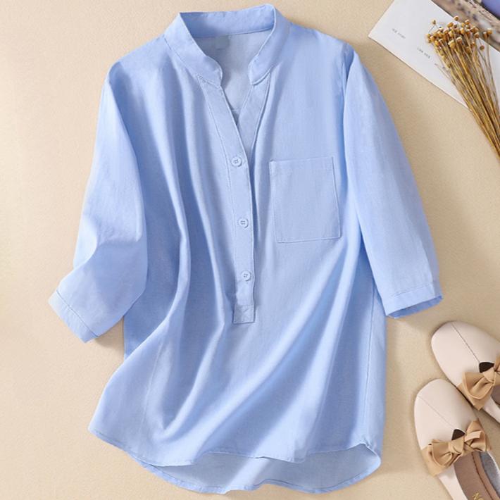 Женская повседневная рубашка из хлопка и льна с воротником-стойкой и коротким рукавом в стиле ретро на лето и осень L синий
Женская повседневная рубашка из хлопка и льна с воротником-стойкой и коротким рукавом в стиле ретро на лето и осень L синий