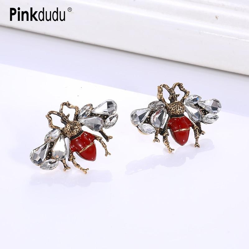 Pinkdudu новые серьги-гвоздики из сплава с глазурью и инкрустацией в виде пчелы и стразами, креативные серьги с насекомыми для женщин, ювелирные аксессуары PD618
Pinkdudu новые серьги-гвоздики из сплава с глазурью и инкрустацией в виде пчелы и стразами, креативные серьги с насекомыми для женщин, ювелирные аксессуары PD618