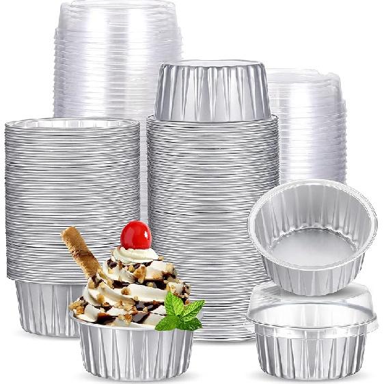 150 Pcs Aluminum Foil Baking Cup Disposable Ramekins with Lids 5oz Mini Cupcake Liners Flan Mold Mini Cake Pans with Lids Disposable Cake Tins for срібний
150 Pcs Aluminum Foil Baking Cup Disposable Ramekins with Lids 5oz Mini Cupcake Liners Flan Mold Mini Cake Pans with Lids Disposable Cake Tins for срібний