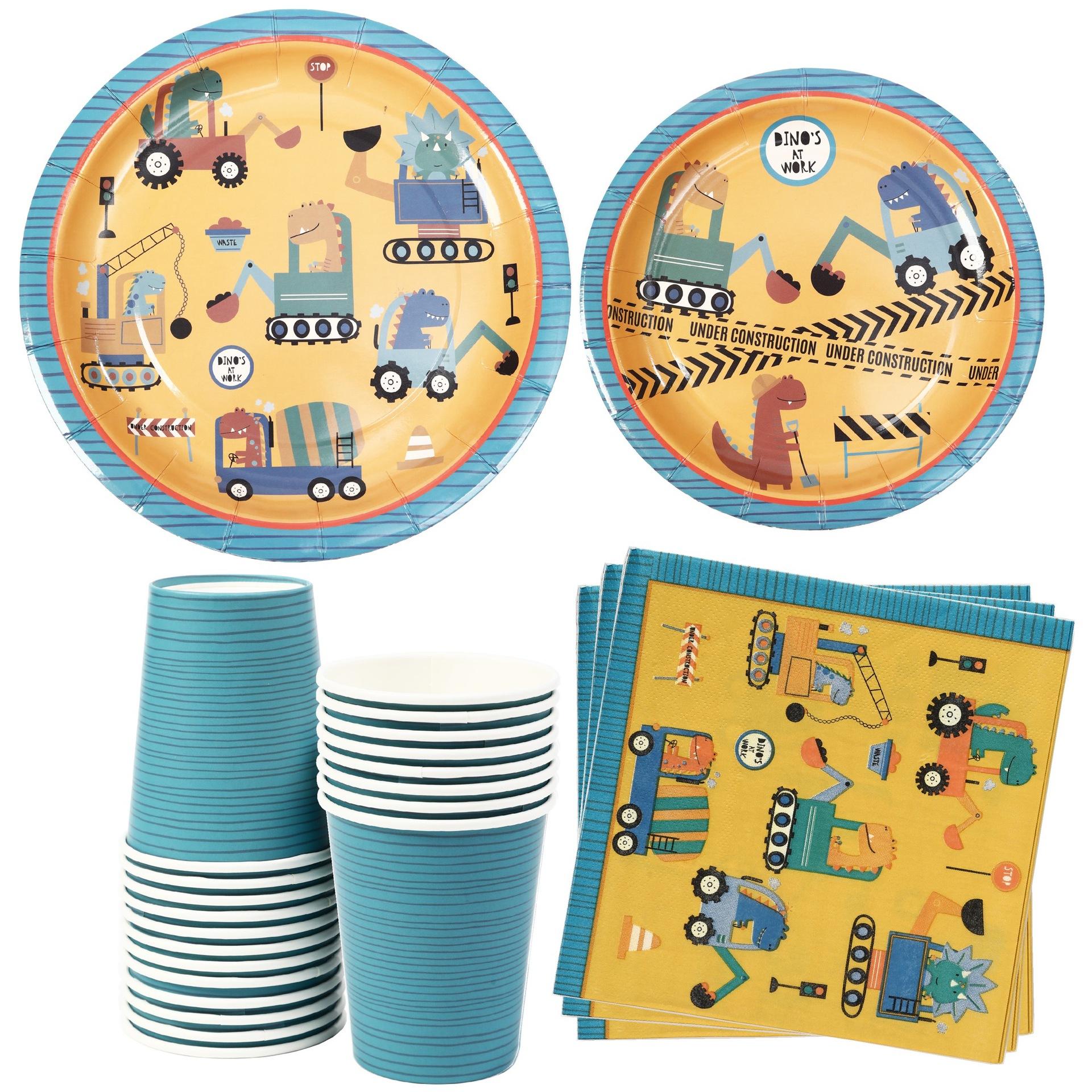Funny Dinosaur Engineering Car Party Tableware Cartoon Dino Construction Vehicles Plates Napkins Boys Happy Birthday Party Decor 
Funny Dinosaur Engineering Car Party Tableware Cartoon Dino Construction Vehicles Plates Napkins Boys Happy Birthday Party Decor