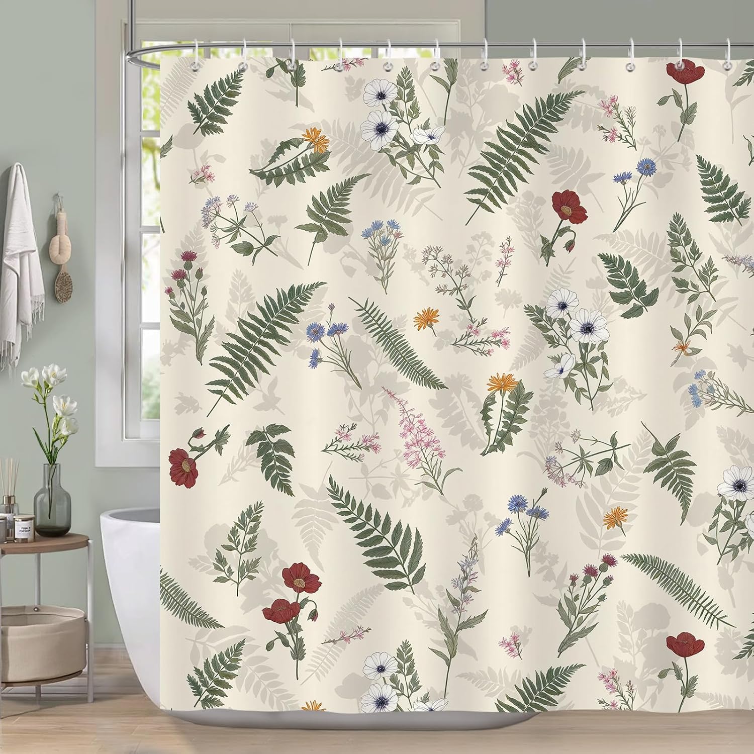 Spring Leaves Shower Curtain - Vintage Floral Fern Leaf Rustic Boho Decor - Washable Fabric Curtain - Garden Botanical Bathroom W60H190(CM)-1 Pcs
Spring Leaves Shower Curtain - Vintage Floral Fern Leaf Rustic Boho Decor - Washable Fabric Curtain - Garden Botanical Bathroom W60H190(CM)-1 Pcs