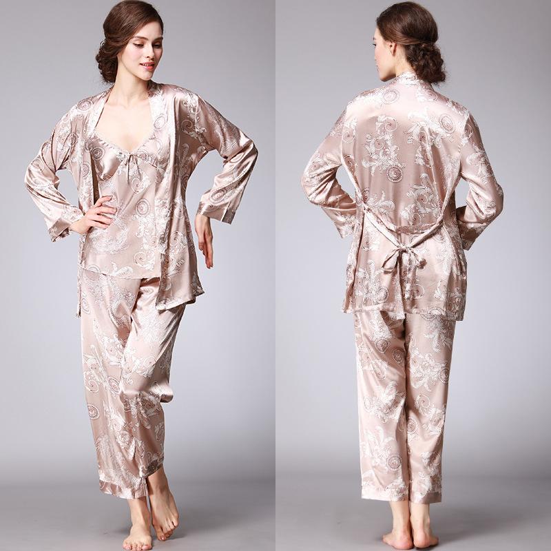 Ice Silk Couple Pajamas Set Women Summer 3 Piece Long Sleeve Men Robe Bathrobe Homewear Sleepwear L бежевий
Ice Silk Couple Pajamas Set Women Summer 3 Piece Long Sleeve Men Robe Bathrobe Homewear Sleepwear L бежевий