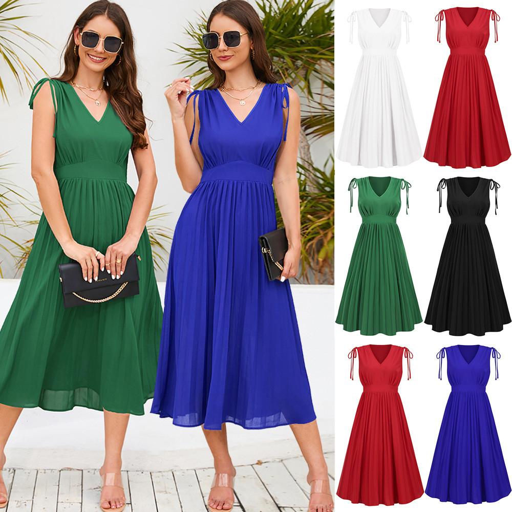 Women Fashion Casual Elegant Office Party Sleeveless Bandage Pleat V Neck Midi Long Dress
Women Fashion Casual Elegant Office Party Sleeveless Bandage Pleat V Neck Midi Long Dress