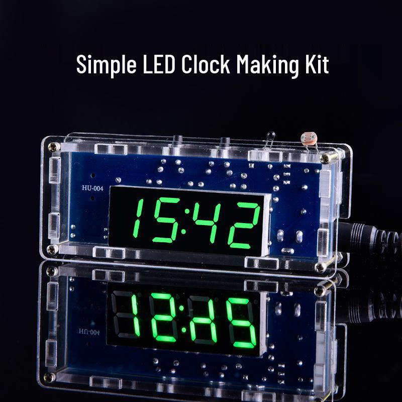DIY LED Clock Kit: 51 Microcontroller, Light-Controlled, Temperature Display Red Simple Clock + Case (Kit)
DIY LED Clock Kit: 51 Microcontroller, Light-Controlled, Temperature Display Red Simple Clock + Case (Kit)