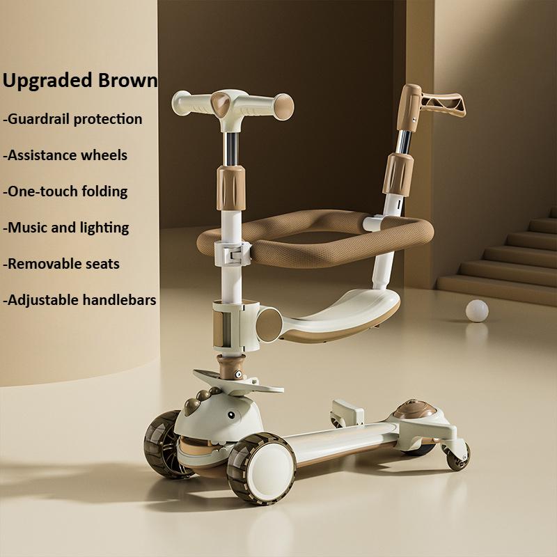 Детский кик-скутер 6-в-1 со светодиодными колесами, ручкой для толкания, поручнем, регулируемой высотой, реверсивным сиденьем, 3-колесный скутер для детей
Детский кик-скутер 6-в-1 со светодиодными колесами, ручкой для толкания, поручнем, регулируемой высотой, реверсивным сиденьем, 3-колесный скутер для детей