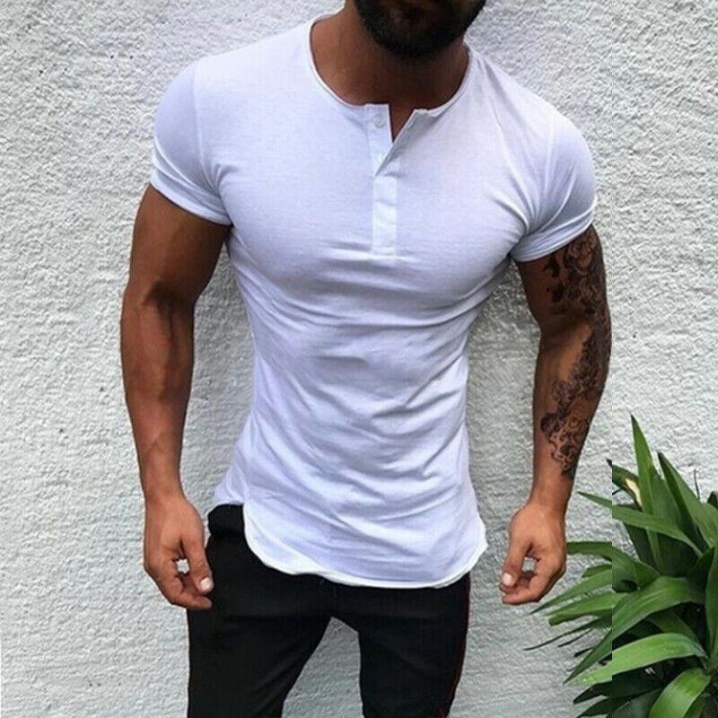 Mens Slim Fit Short Sleeve T Shirt Muscle Tee Casual Blouse Tops With Vneck And Button Up Design In Highquality Cotton Blend Materials XL білий
Mens Slim Fit Short Sleeve T Shirt Muscle Tee Casual Blouse Tops With Vneck And Button Up Design In Highquality Cotton Blend Materials XL білий