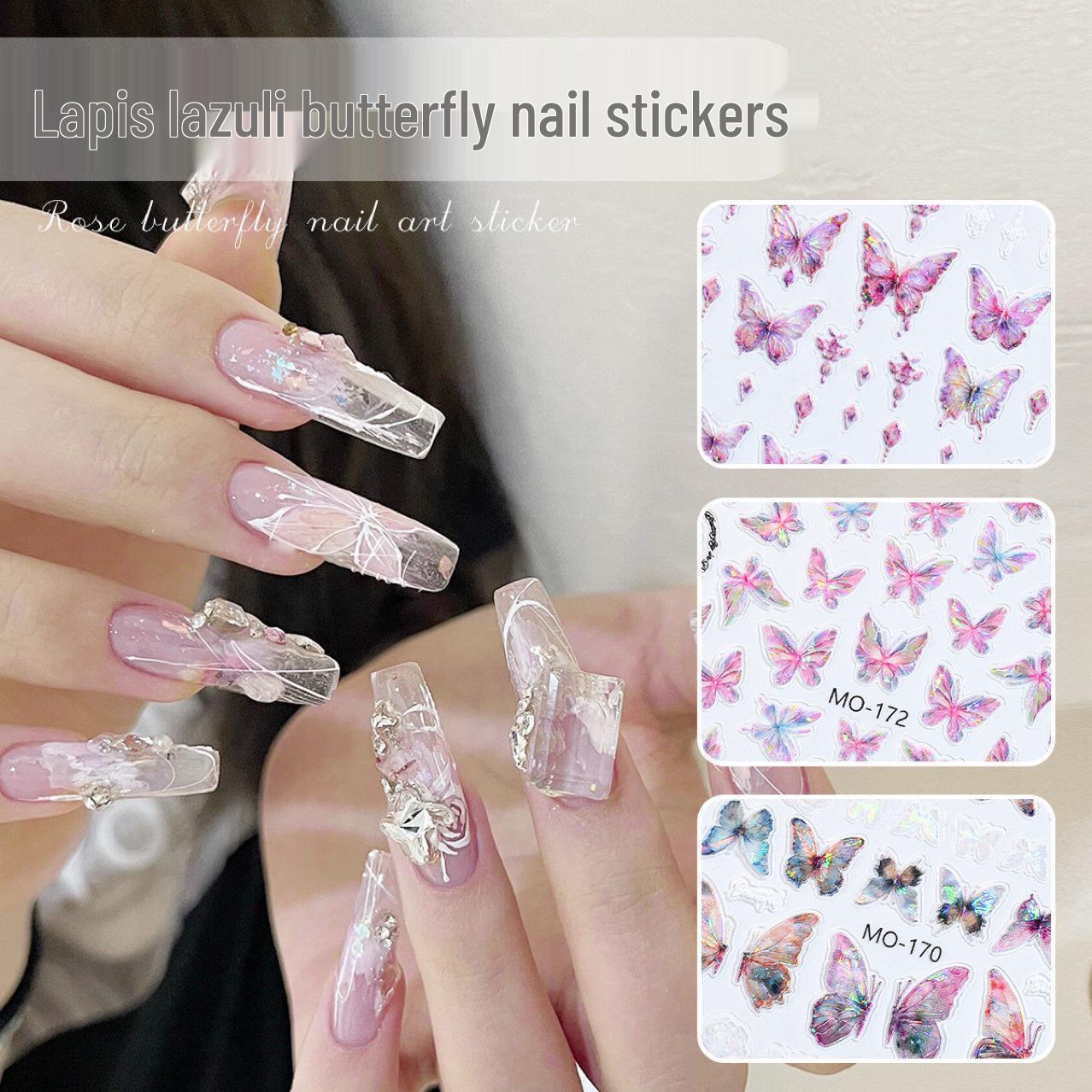 5D Iridescent Butterfly Nail Stickers: Embossed, Ice-Transparent, Pink & Blue
5D Iridescent Butterfly Nail Stickers: Embossed, Ice-Transparent, Pink & Blue
