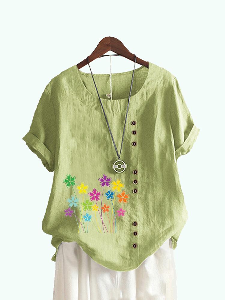 Женская мода с круглым воротником и цветочным принтом, повседневная футболка с коротким рукавом, женские свободные блузки XXXXXL зелёный
Женская мода с круглым воротником и цветочным принтом, повседневная футболка с коротким рукавом, женские свободные блузки XXXXXL зелёный