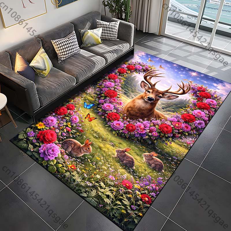 1PC Deer and rabbits in floral wreath Print Carpet Rug for Living Room Bedroom Sofa Doormat Home Decor Non-slip Floor Mat 40cm x 60cm
1PC Deer and rabbits in floral wreath Print Carpet Rug for Living Room Bedroom Sofa Doormat Home Decor Non-slip Floor Mat 40cm x 60cm