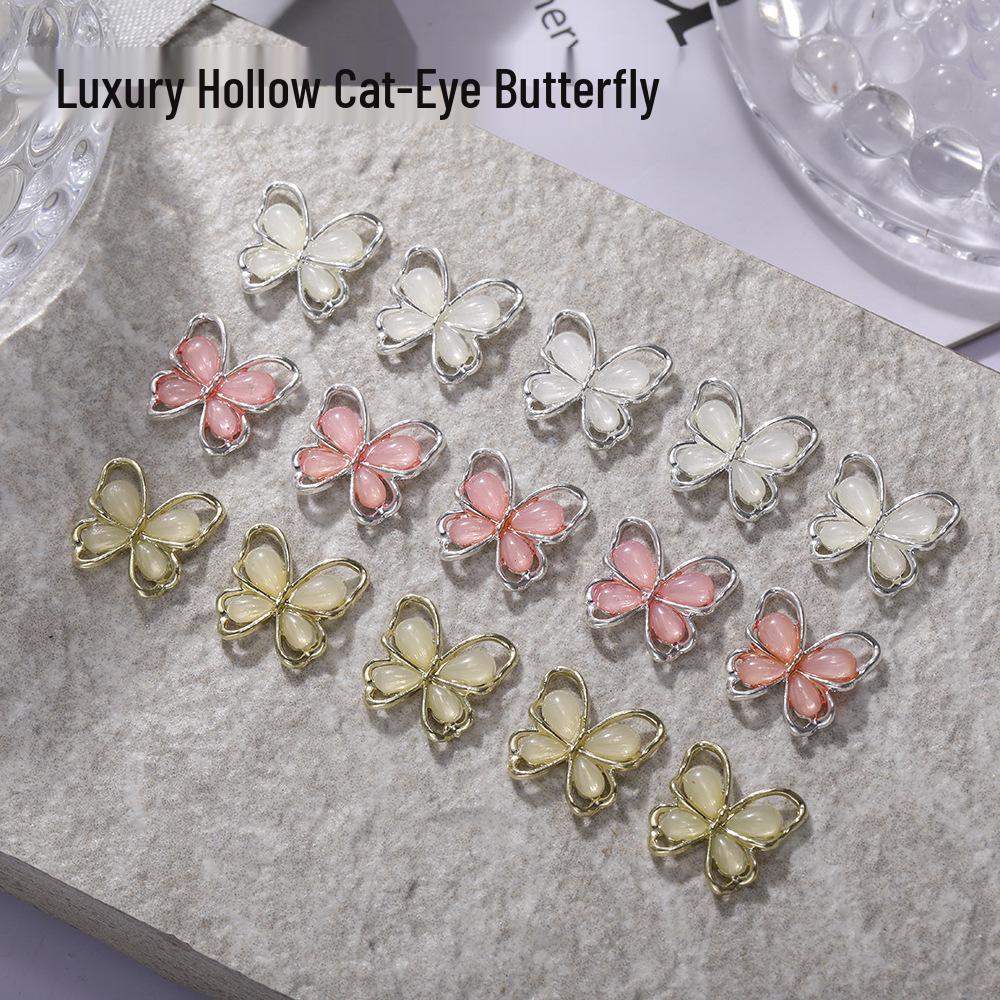 Hollow Butterfly Cat Eye Alloy Nail Art Jewelry - Luxury Silver & Gold 3D Metal Decoration in Gold Champagne
Hollow Butterfly Cat Eye Alloy Nail Art Jewelry - Luxury Silver & Gold 3D Metal Decoration in Gold Champagne