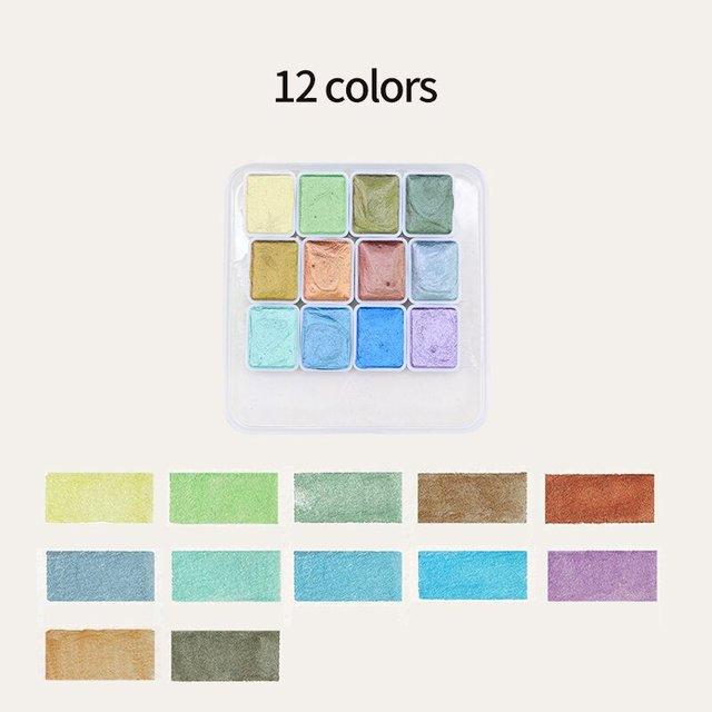 12 Colors Solid Watercolor Paints Set Textured Pearlescent Pigment Metallic Glitter Acuarela Suit Portable Art Supplies
12 Colors Solid Watercolor Paints Set Textured Pearlescent Pigment Metallic Glitter Acuarela Suit Portable Art Supplies
