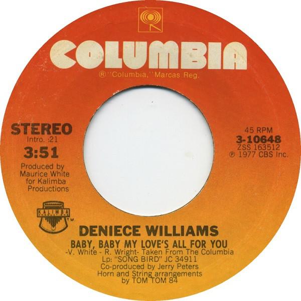 7-дюймовая пластинка DENIECE WILLIAMS - Baby, Baby My Love s All For You / 310648 Columbia 1977 US Соул/Фанк Б/У
7-дюймовая пластинка DENIECE WILLIAMS - Baby, Baby My Love s All For You / 310648 Columbia 1977 US Соул/Фанк Б/У
