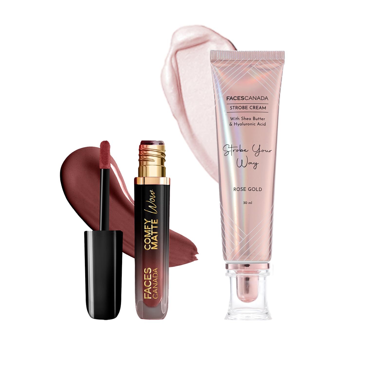 FACESCANADA Жидкая помада Comfy Matte Wow - Cocoa Crush 07 (3,8 мл) & Розовое золото Строб-крем (30мл) Комбо | Высокопигментированный | Безупречно сияющий
FACESCANADA Жидкая помада Comfy Matte Wow - Cocoa Crush 07 (3,8 мл) & Розовое золото Строб-крем (30мл) Комбо | Высокопигментированный | Безупречно сияющий