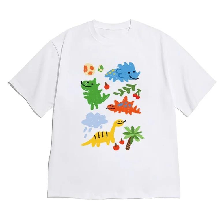 Cute Doodle Dinosaur Print Short Sleeve Tshirt Black Casual Crew Neck Tee with Japanese Text Korean Aesthetic Daily Wear Top S
Cute Doodle Dinosaur Print Short Sleeve Tshirt Black Casual Crew Neck Tee with Japanese Text Korean Aesthetic Daily Wear Top S