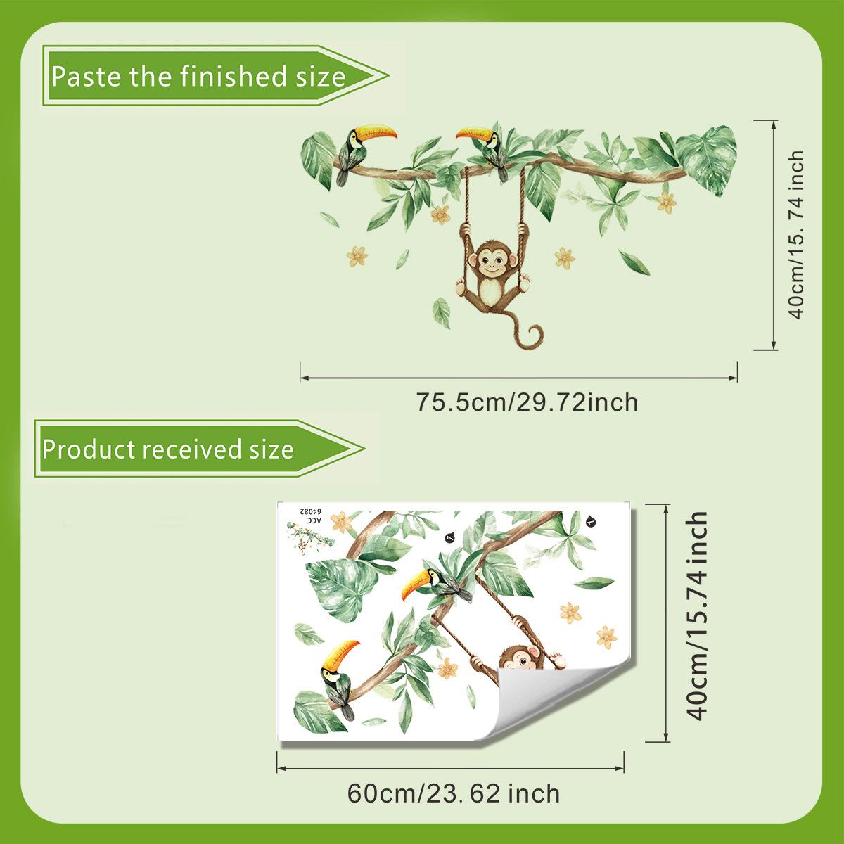 Cartoon Monkey Swinging Wall Sticker Kids Room Wall Decoration Self-Adhesive Home Decor 40x60cm
Cartoon Monkey Swinging Wall Sticker Kids Room Wall Decoration Self-Adhesive Home Decor 40x60cm