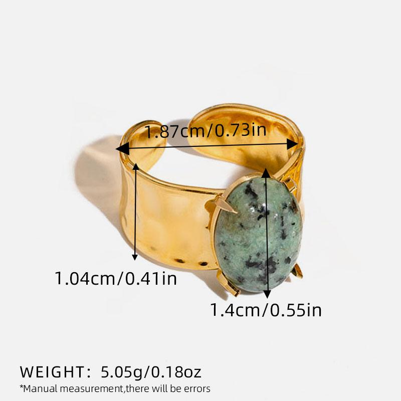 18K Gold Plated Stainless Steel Open Ring Inlaid with Natural Stones Shaped Anti-allergic Metal Personality Zircon for Women resizable
18K Gold Plated Stainless Steel Open Ring Inlaid with Natural Stones Shaped Anti-allergic Metal Personality Zircon for Women resizable