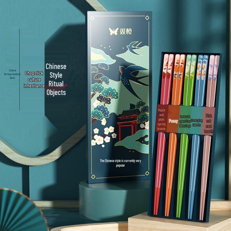 Shuangqiang Guochao Alloy Chopsticks 5-Pair Gift Set
Shuangqiang Guochao Alloy Chopsticks 5-Pair Gift Set