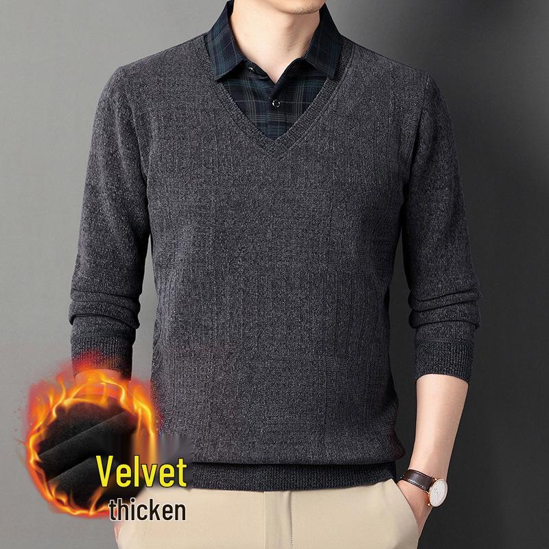 Men s Winter Plush Chenille Sweater with Plaid Lapel L сірий колір
Men s Winter Plush Chenille Sweater with Plaid Lapel L сірий колір