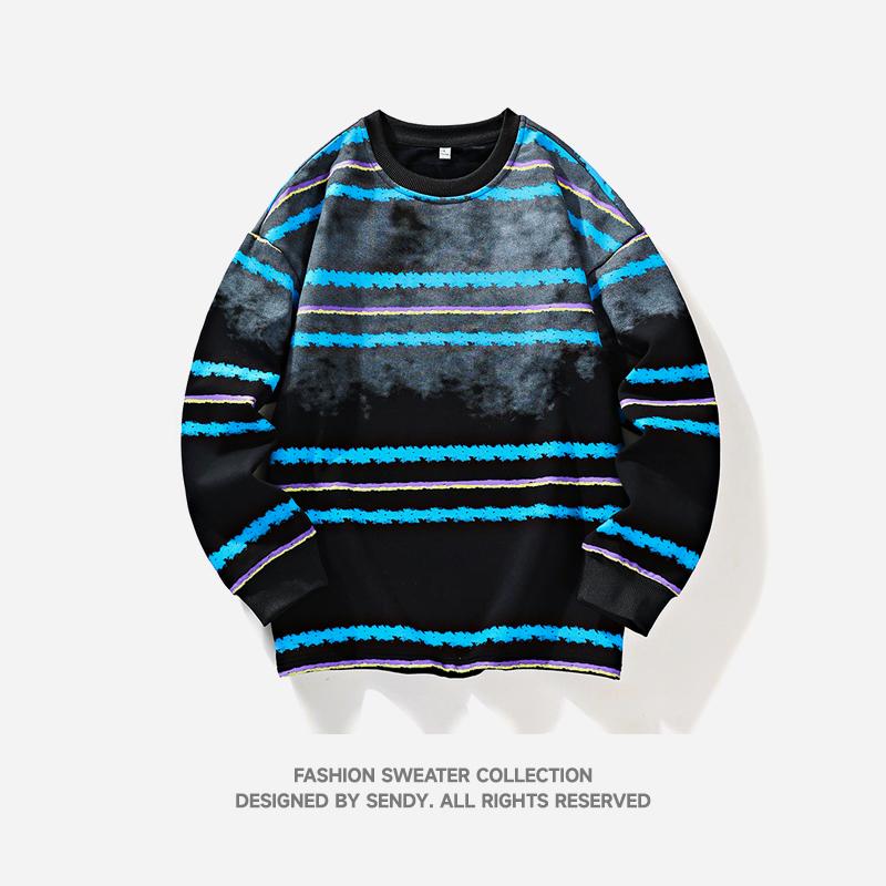 Men Crew Neck Sweatshirt Tie Dye Stripe Print Casual Long Sleeve Loose Fit Top M чёрный
Men Crew Neck Sweatshirt Tie Dye Stripe Print Casual Long Sleeve Loose Fit Top M чёрный
