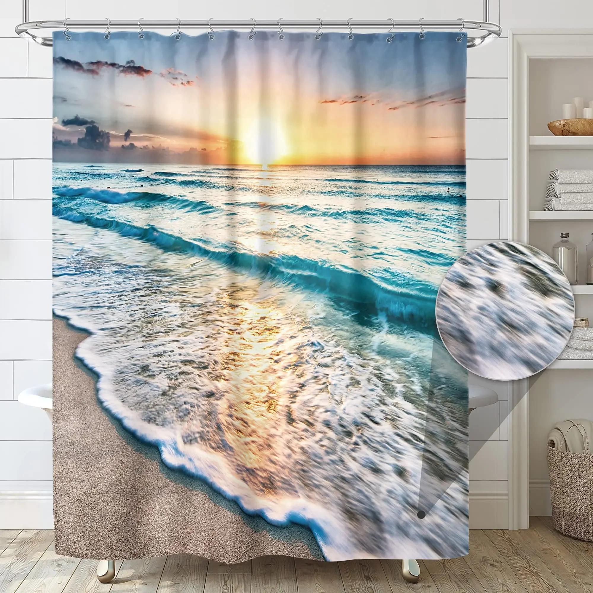 Beach Shower Curtain Tropical Seaside Plam Trees Shower Curtain Sunset Ocean Waves Shower Curtain Blue Sky Coastal Sun With Hook W60H190(CM)-1 Pcs
Beach Shower Curtain Tropical Seaside Plam Trees Shower Curtain Sunset Ocean Waves Shower Curtain Blue Sky Coastal Sun With Hook W60H190(CM)-1 Pcs