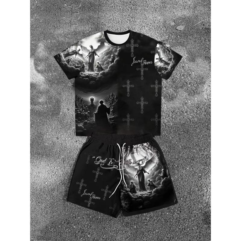 Summer Men s Angel Christ Printed Comfortable Breathable Round Neck T-shirt Shorts Taochuang Outdoor Casual Fashion Clothing 2XL
Summer Men s Angel Christ Printed Comfortable Breathable Round Neck T-shirt Shorts Taochuang Outdoor Casual Fashion Clothing 2XL