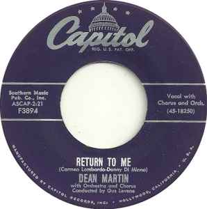 7-дюймовая пластинка ДИН МАРТИН - Вернись ко мне F3894 Capitol Records 1958 США Поп Б/У
7-дюймовая пластинка ДИН МАРТИН - Вернись ко мне F3894 Capitol Records 1958 США Поп Б/У
