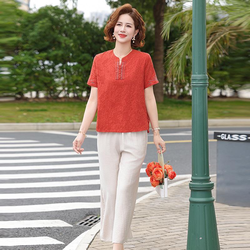 2026 Summer Cotton Linen Shirt Set: Short Sleeve T-Shirt for Middle-aged and Elderly Women in Chinese Style 3XL
2026 Summer Cotton Linen Shirt Set: Short Sleeve T-Shirt for Middle-aged and Elderly Women in Chinese Style 3XL