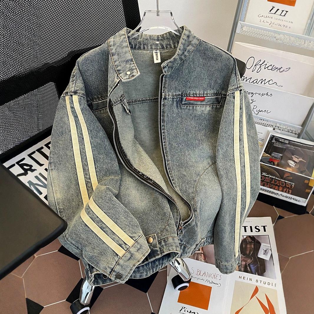 Men s Retro Distressed Stand-Collar Denim Jacket - Casual Oversized Streetwear for Spring and Autumn L синій
Men s Retro Distressed Stand-Collar Denim Jacket - Casual Oversized Streetwear for Spring and Autumn L синій