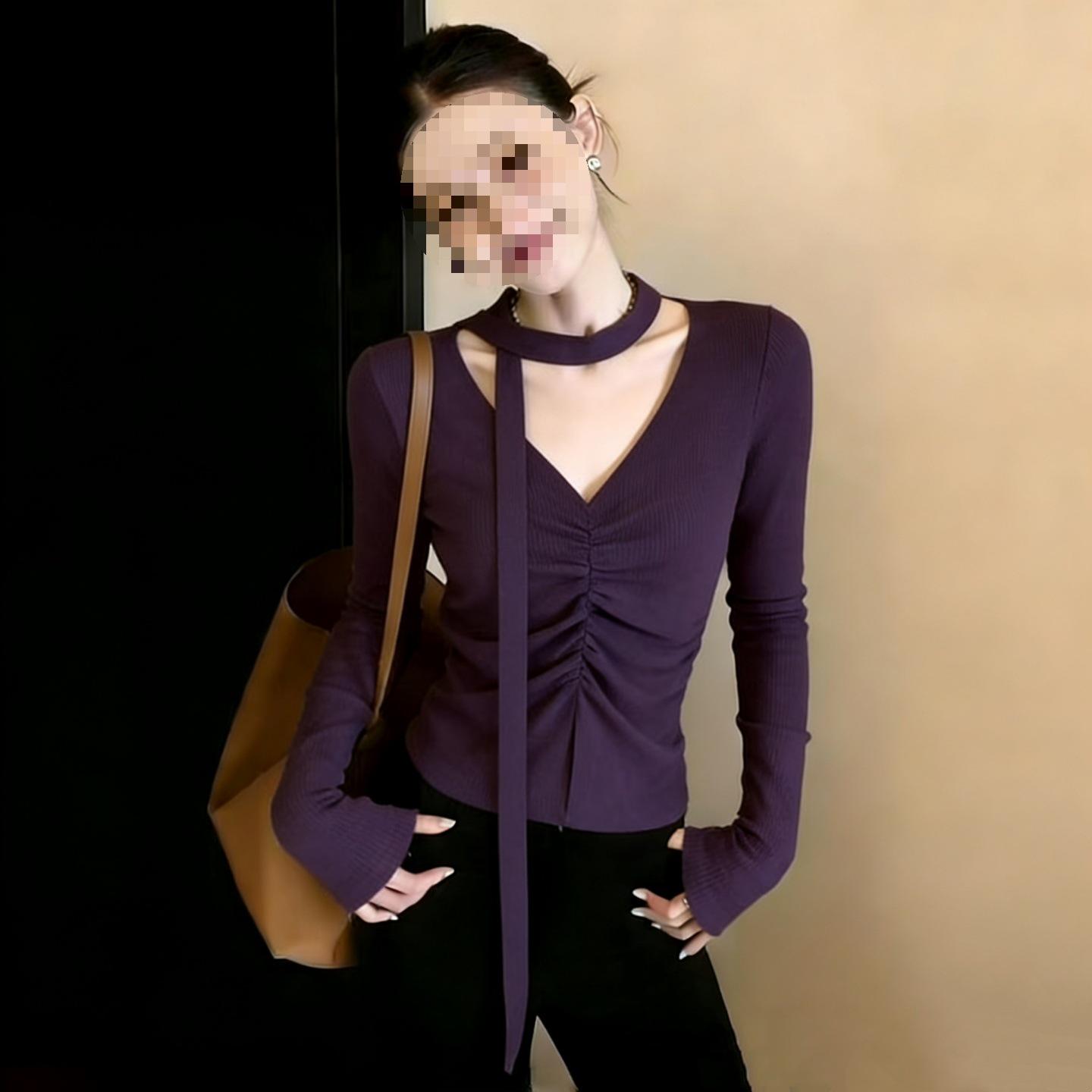 Women s European V-Neck Red Ribbon Long-Sleeve T-Shirt, Slim-Fit Spring/Autumn Chic Split and Flattering Base Layer L for 110-120 jin фіолетовий
Women s European V-Neck Red Ribbon Long-Sleeve T-Shirt, Slim-Fit Spring/Autumn Chic Split and Flattering Base Layer L for 110-120 jin фіолетовий
