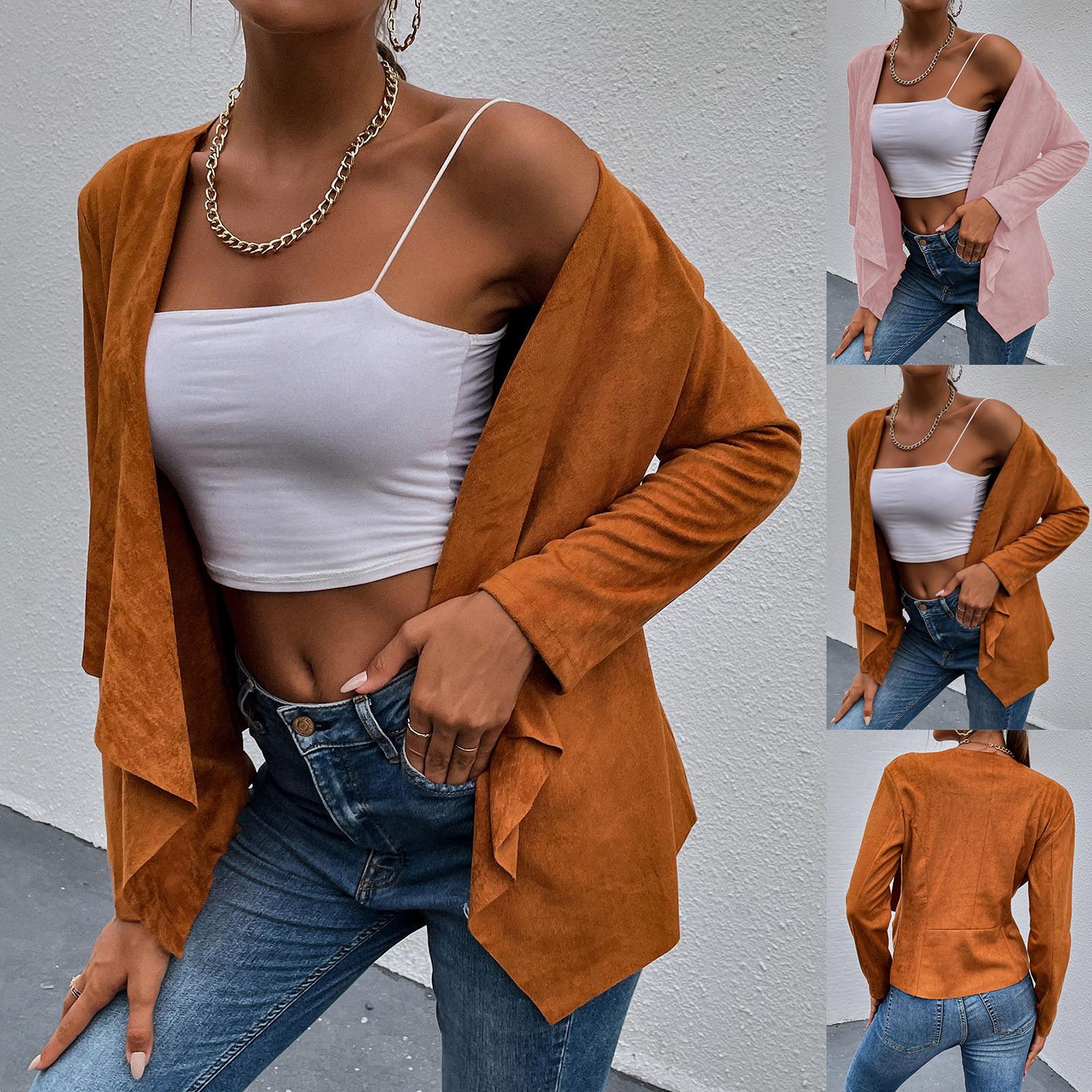 Женская осенняя повседневная модная однотонная куртка, кардиган, верхняя блузка
Женская осенняя повседневная модная однотонная куртка, кардиган, верхняя блузка
