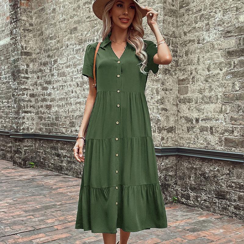 European and American Summer Casual Mid-length Shirt Dress for Women Large армія зелений колір
European and American Summer Casual Mid-length Shirt Dress for Women Large армія зелений колір